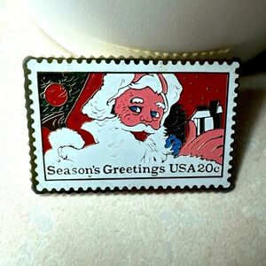*Final Price* Season’s Greetings 1983 USPS 20C Pin Stamp Santa EUC Vintage RARE